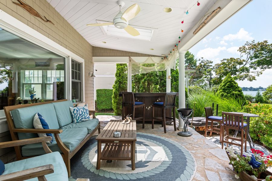 Covered lanai overlooking the water